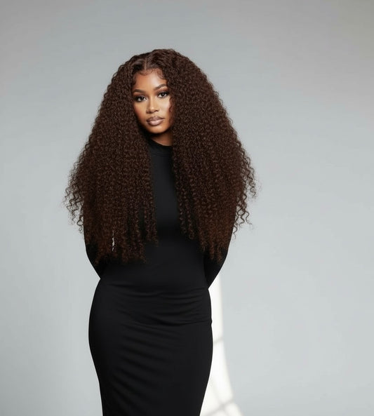 Raw Hair Luxury – Spanish Curly Brun – 26” – HD Lace – 200% Density